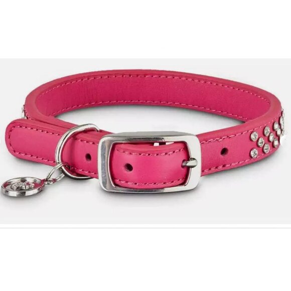 Small Dog Collar: Pink Adjustable Leather - Picture 2 of 2